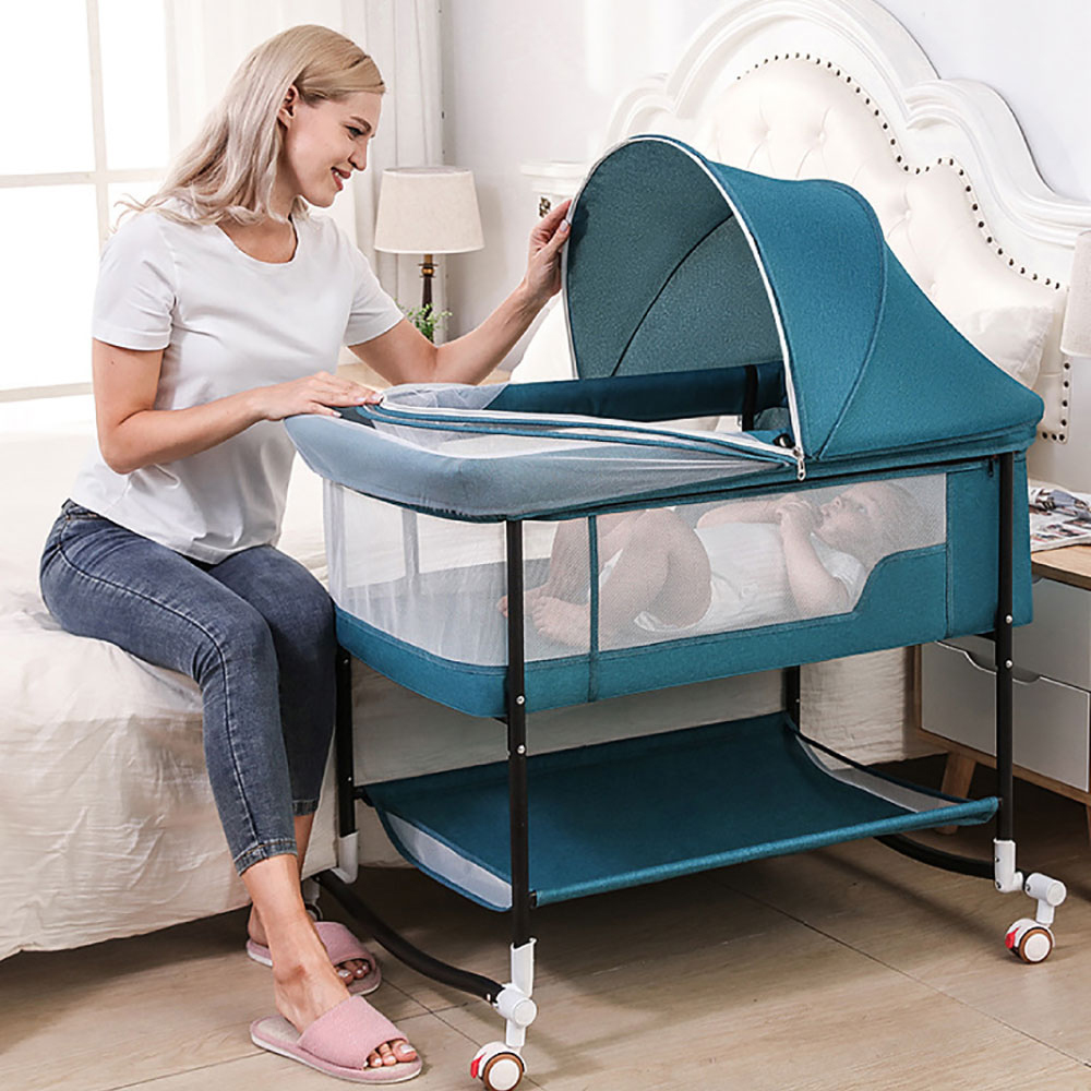 Crib Newborn Baby Cradle Bed Mobile Portable Child Sleeping Basket Bed European-style Folding Crib Multifunctional