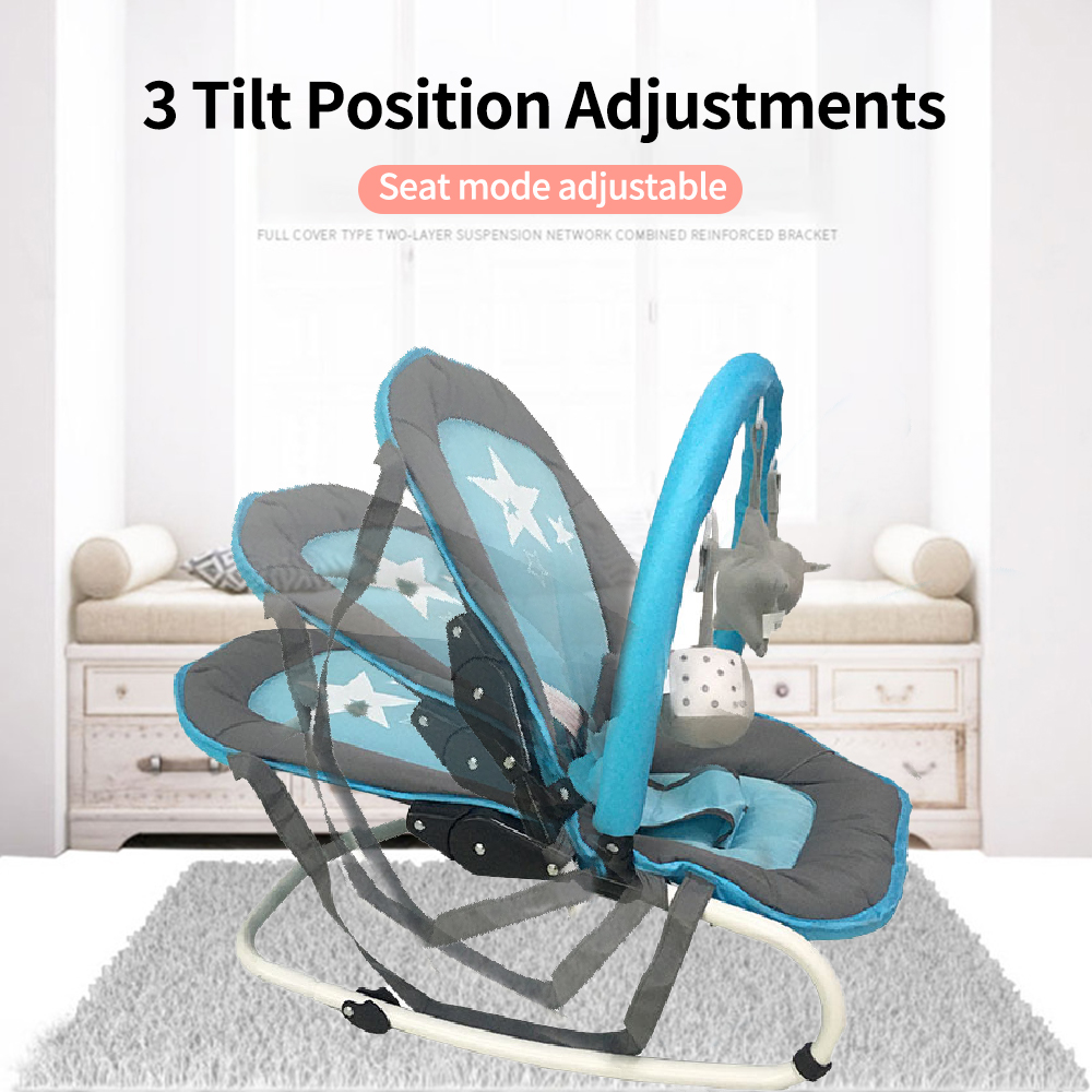 Foldable Portable Baby Rocker with Detachable Toy Holder