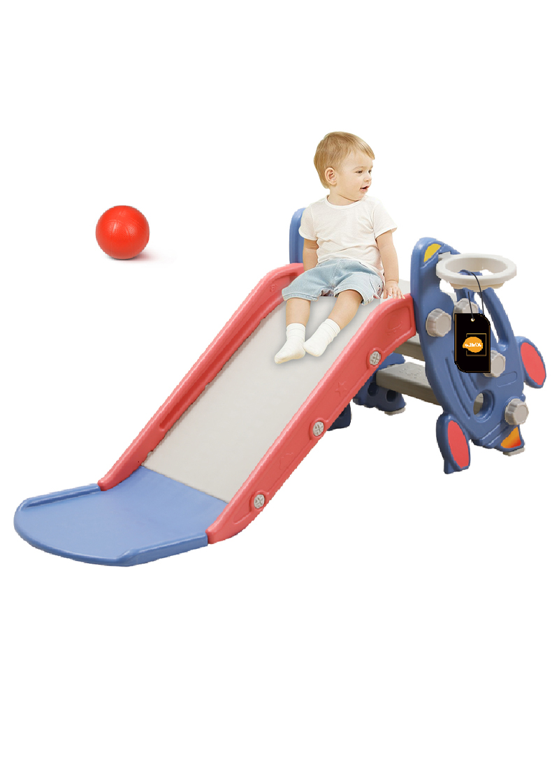 2 in 1 Children's Slide Kids Slide with Basketball Hoop Indoor Home Multi-Function Combination Folding Toys Baby Slide For Boys and Girls