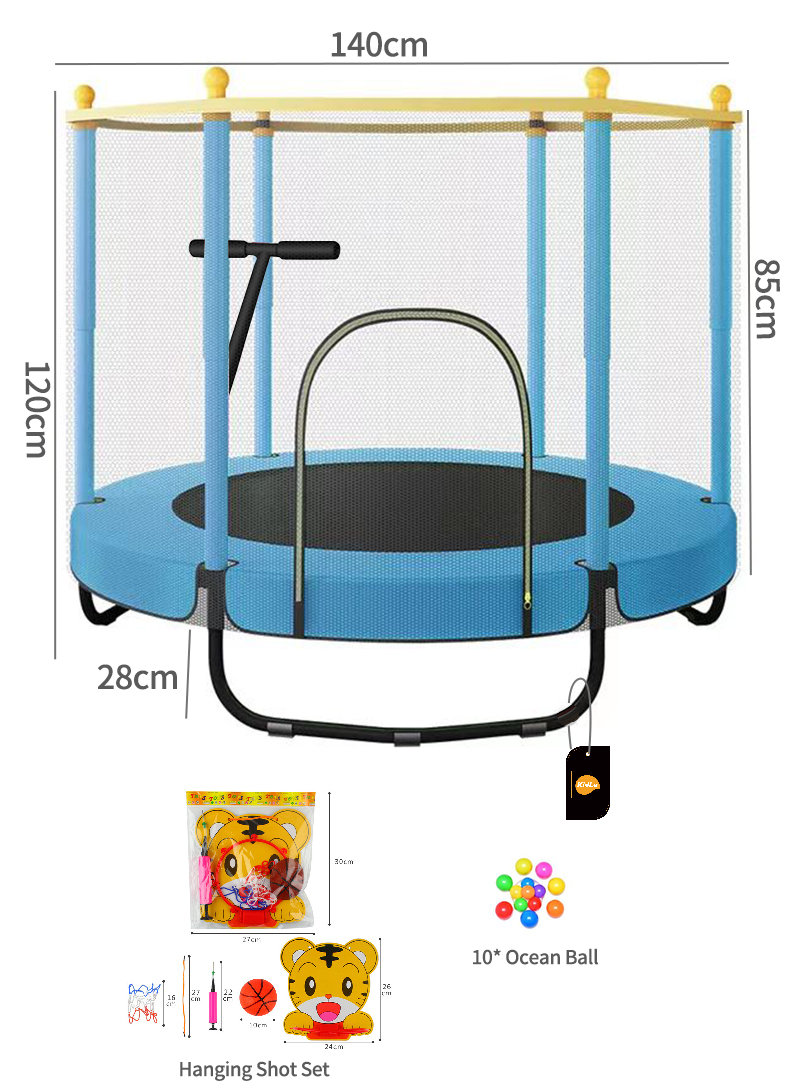Elastic Jumping Bed Round Hard Children's Mini Trampoline Enclosure Net Pad Outdoor Exercise Home Toys Hop Couch Support 250KG