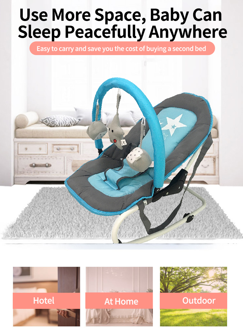 Foldable Portable Baby Rocker with Detachable Toy Holder