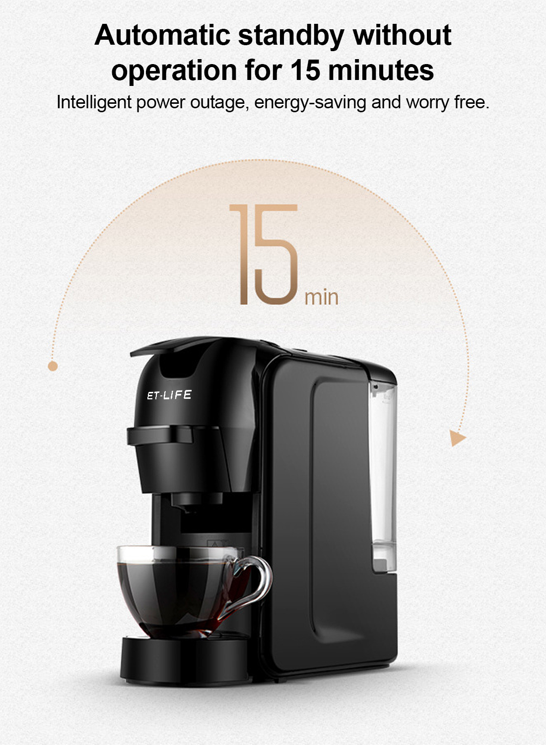19Bar 3-in-1 Capsule Espresso Coffee Maker for Nespresso/Dolce Gusto/Coffee Powder 600ml 1450W ST-511 Black
