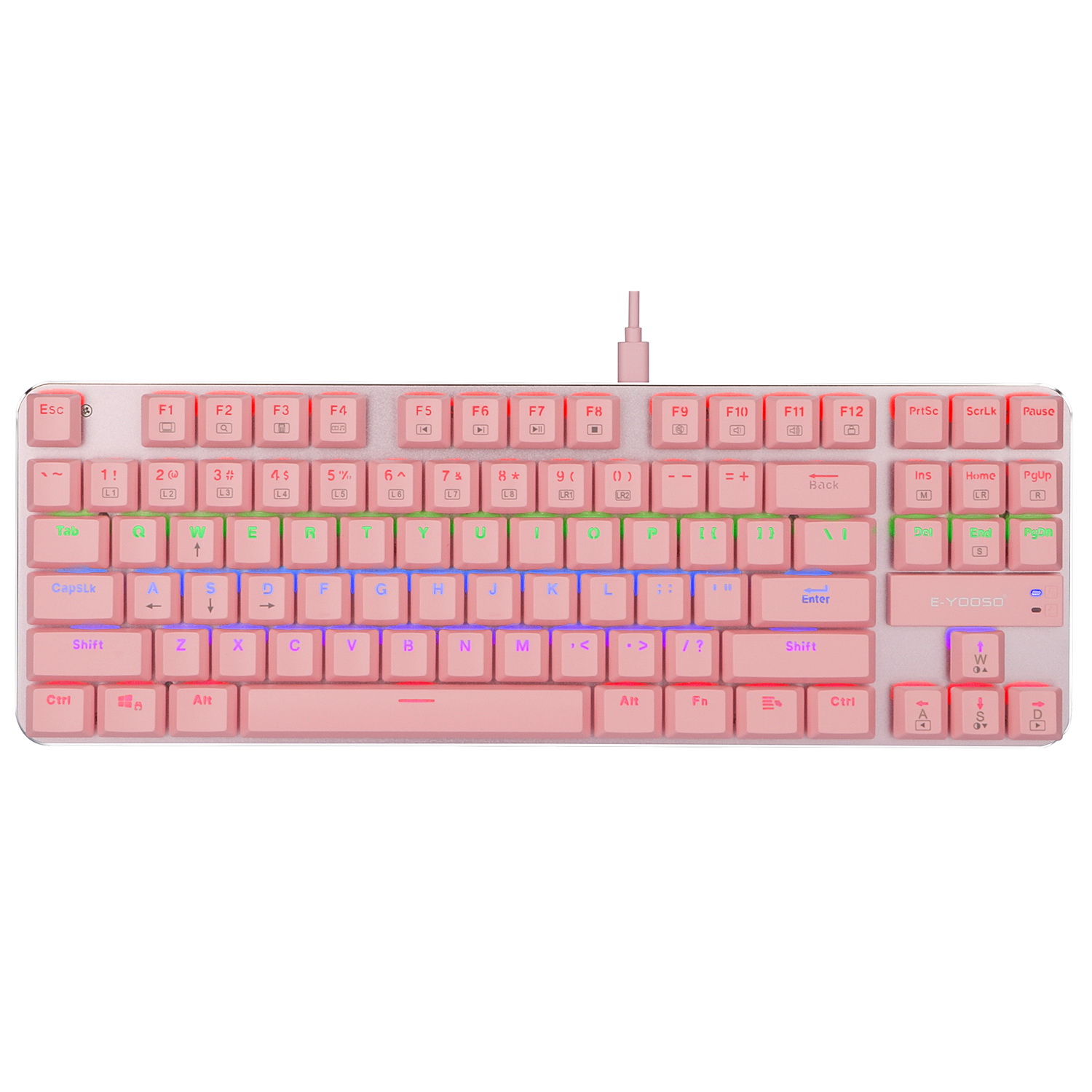 Z-66 87key RGB Mechanical Gaming Keyboard Pink-Brown Switch