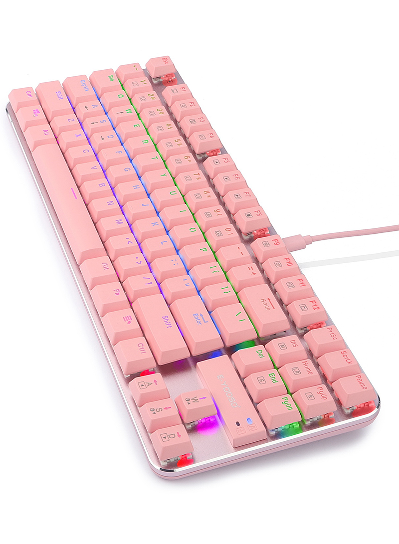 Z-66 87key RGB Mechanical Gaming Keyboard Pink-Brown Switch