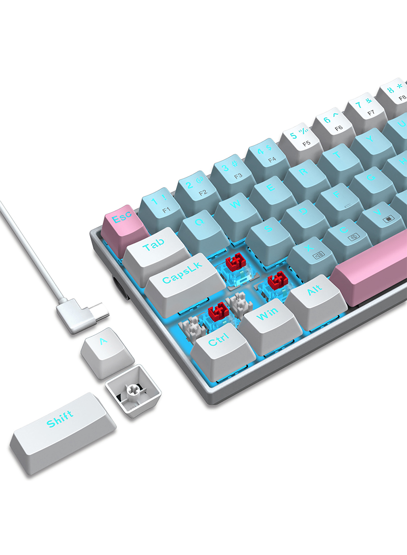 Z-686 68key Blue Background Light Mechanical Gaming Keyboard