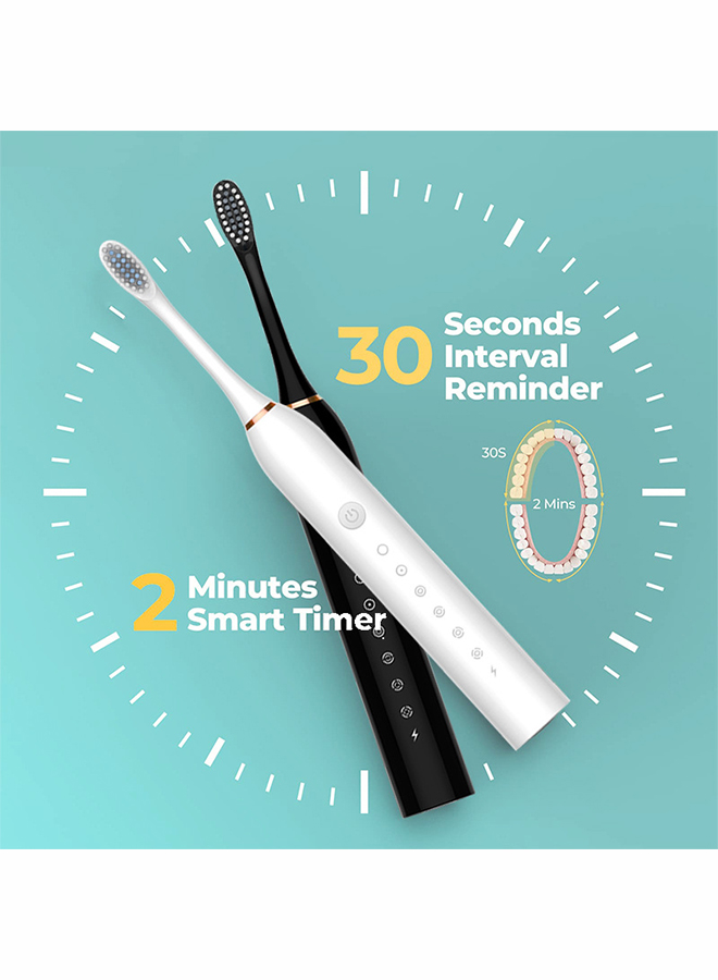 Rechargeable Electric Toothbrushes for Adults and Kids, Sonic Whitening Tooth Brush with 8 Brush Heads, 6 Cleaning Modes and Smart Timer, Waterproof Cleaning Toothbrushes Set