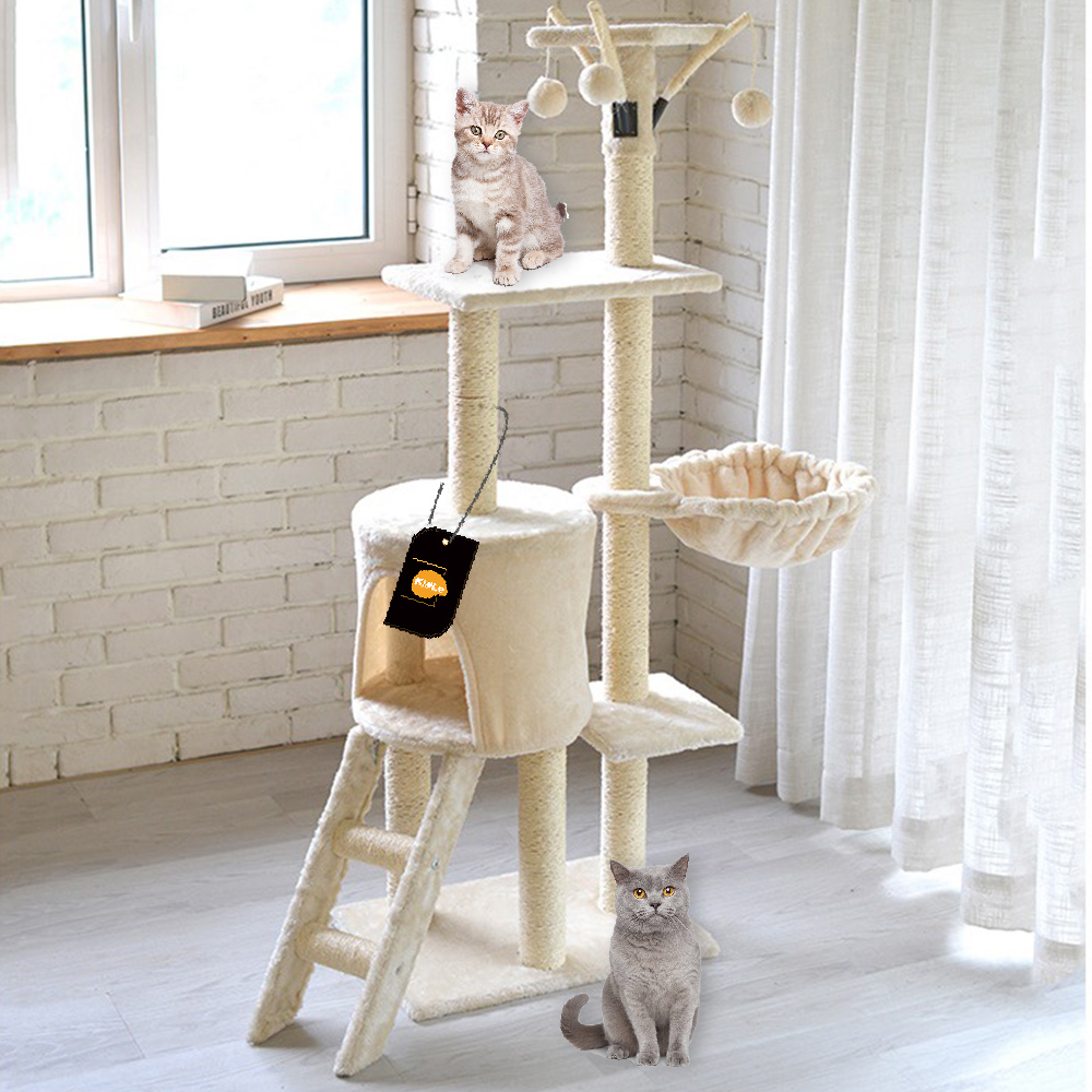 Living Equipment Cat Play Tower Cat Toy Multi Level Platform Cat Tree Sisal Pillar Large Cat Climbing Frame Cat Nest Luxury Cat Scratch Post Cat Tree