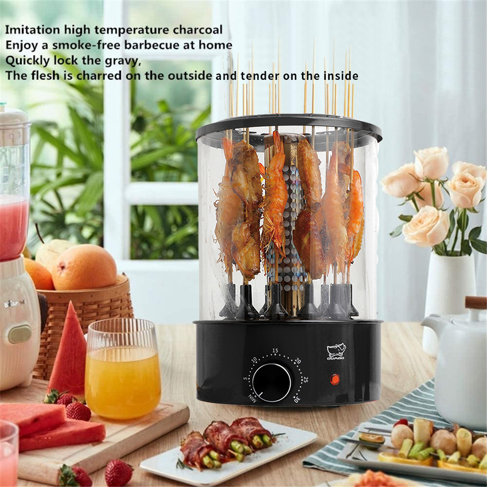 Electric 360° Automatic Rotating Smoke-free Grill BBQ Machine Rotisserie Machine Timed 1100W TK-12D Red