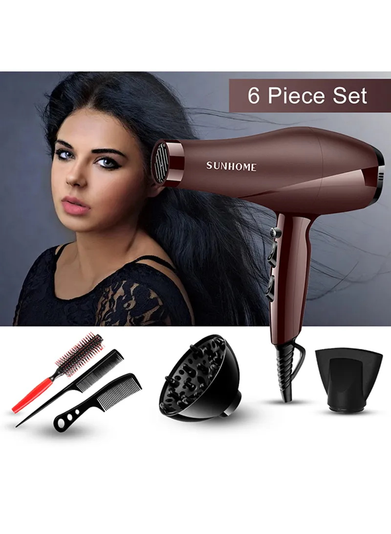 6-Piece Professional Hair Dryer Set Brown