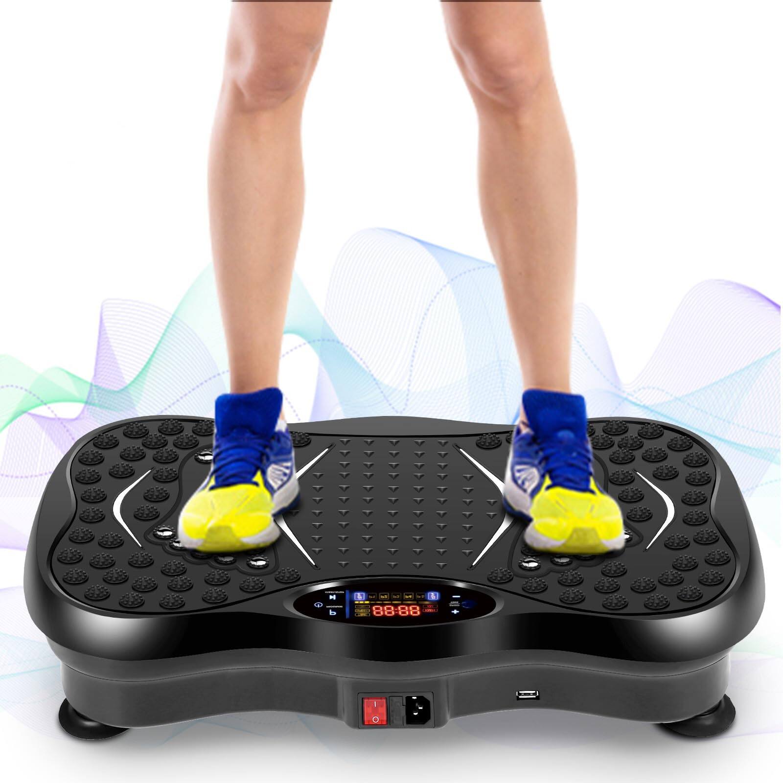 Vibration Plates, Vibration Fitness Exercise Machine for Home Use, with Bluetooth Speaker, 5 Program Modes, 2 Resistance Bands, Vibration Fitness Trainer, 330lb Max Load