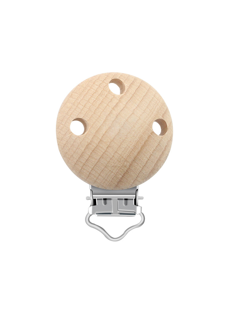30mm beech wood pacifier clip diy baby soothing anti-drop chain clip