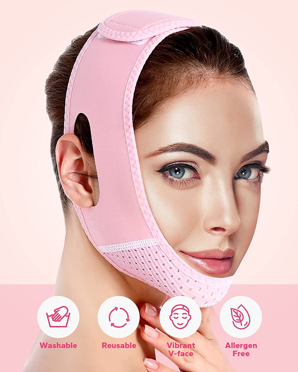 Reusable V Line Lifting Mask, Double Chin Reducer, Chin Strap, Face Belt, Lift and Tighten the Face to Prevent Sagging, Create a V Shaped Face Full of Vitality
