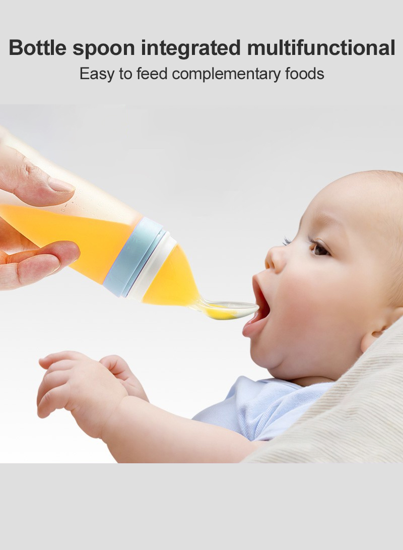 Baby Rice Paste Bottle Baby Silicone Milk Bottle Squeezing Spoon Feeder