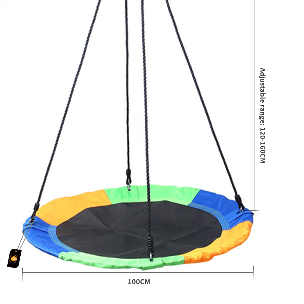 Multicolor Rainbow Oxford Cloth Swing, Durable Adjustable Lanyard, Easy To Install, Round Cushion Disc Swing For Children Indoor And Outdoor