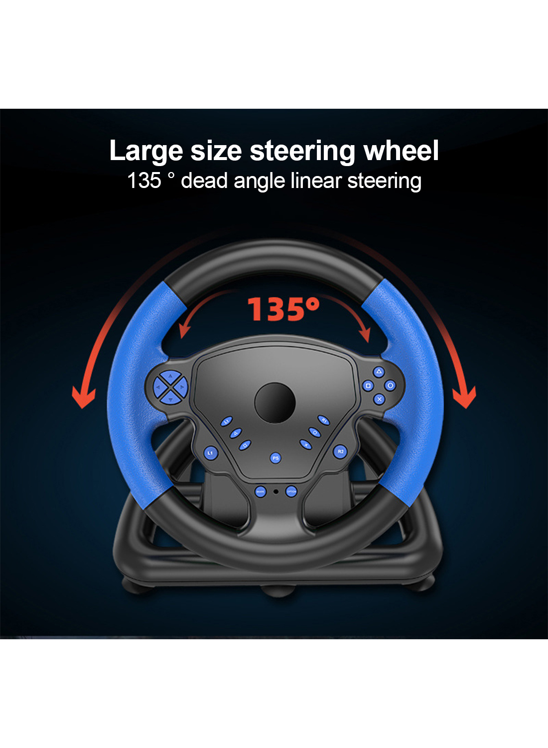 180 Degree Gaming Steering Wheel with Pedals and Gear Lever Supports wired or Bluetooth Connection for PS4/PS3/Pc/Android/IOS