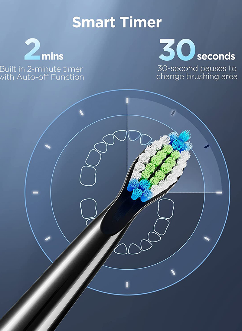 Bitvae Electric Toothbrush for Adults - Ultrasonic Electric Toothbrushes with 6 Brush Heads ,Accepted Power Rechargeable Toothbrush with 5 Modes, Smart Timer