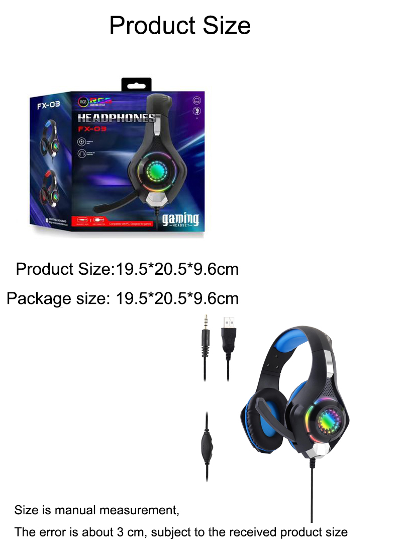 FX-03 RGB Wired Over Ear Gaming Headset with Microphone