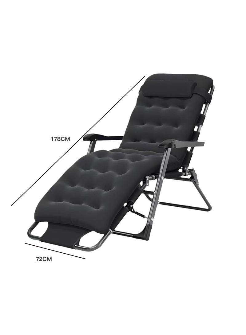 Comfy Folding Chair, Folding Reclining Lounge Chair with Removable Cushion for Living Room, Flexible Patio Recliner Folding Chairs for Indoor and Outdoor 178*72*25CM
