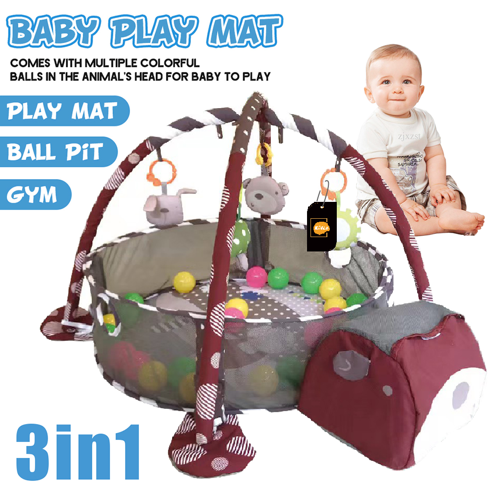 3 In 1 Kids Plays Mat Gym Activity Play Hanging Toys Balls Infant Floor Crawling Chritmas Birthday Gift Unisex Boys Girls