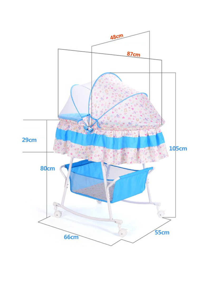 Baby Cradle Bed Small Shaker Newborn Bed Shaker With Mosquito Net Multi-functional Comfort Bb Bed With Roller Sleeping Basket