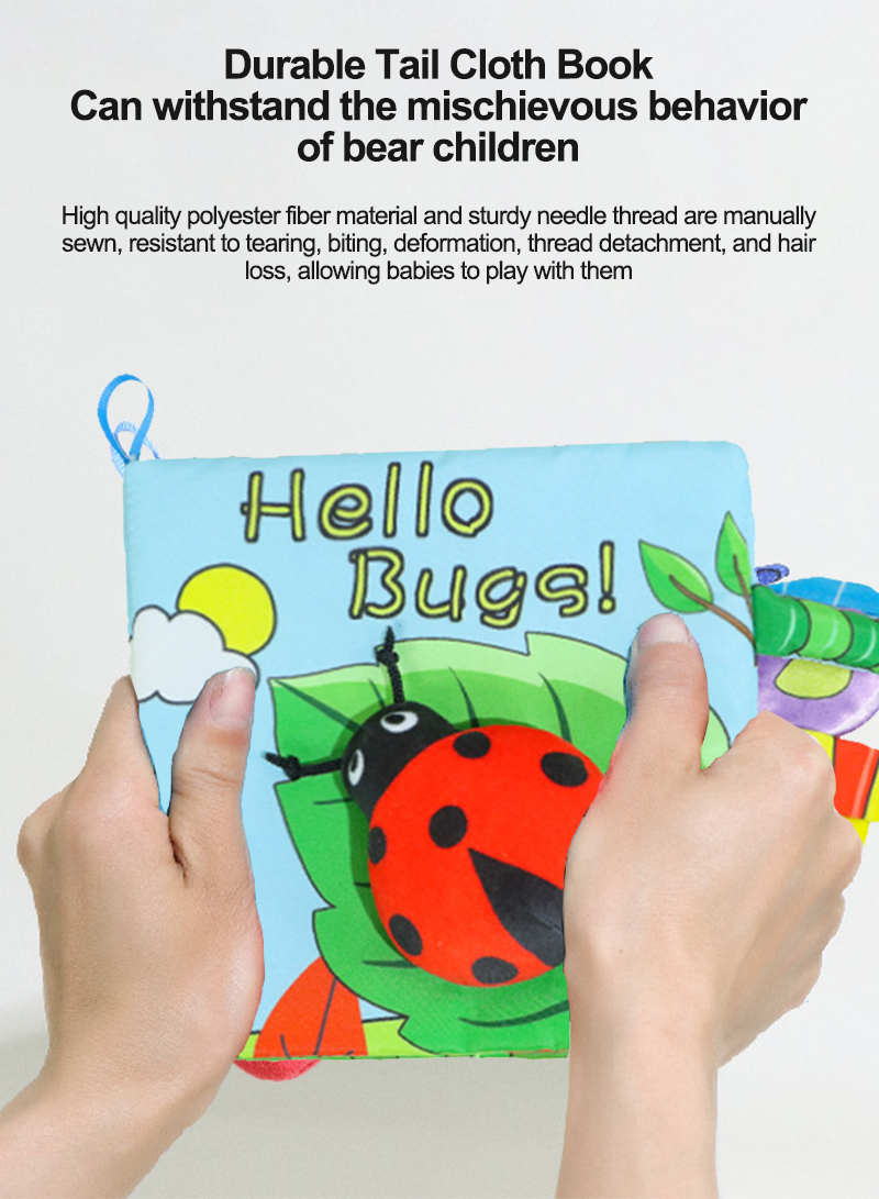 Baby Cloth Book with Sound Baby Sensory Training Three-dimensional Soft Books Baby Cognitive Visual Training Soft Cloth Book Baby Toys With Rustling Sound Crinkle