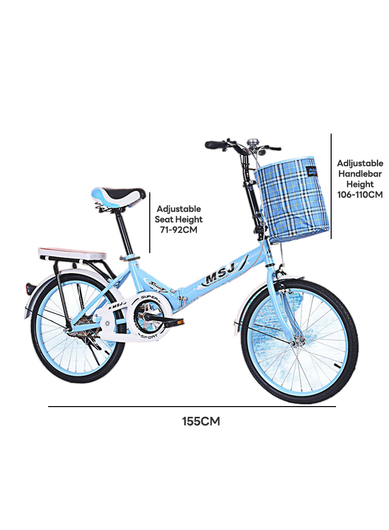 20inch Foldable Mountain Bike High-Carbon Steel Frame Shock Absorber, Lightweight Portable Bike for Women and Men, City Bicycle for Work School