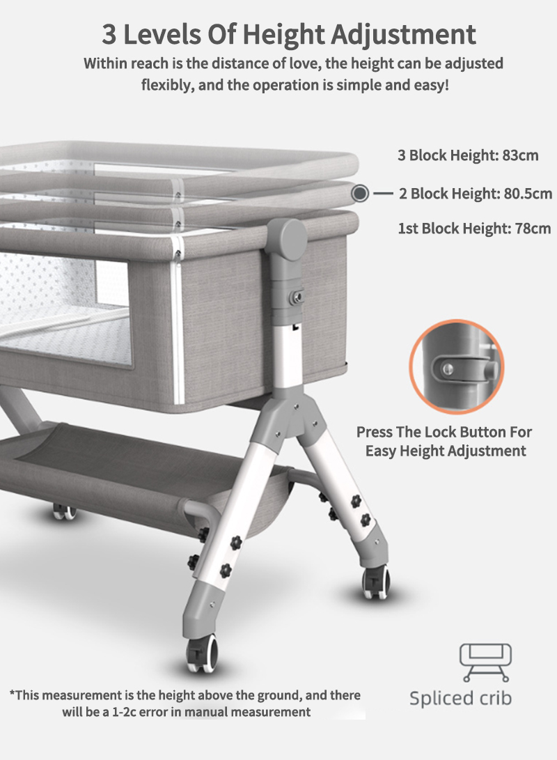 Removable Folding Newborn Crib Multifunctional Bb Portable Cradle Bed Nursing Baby Bed Stitching Large Bed