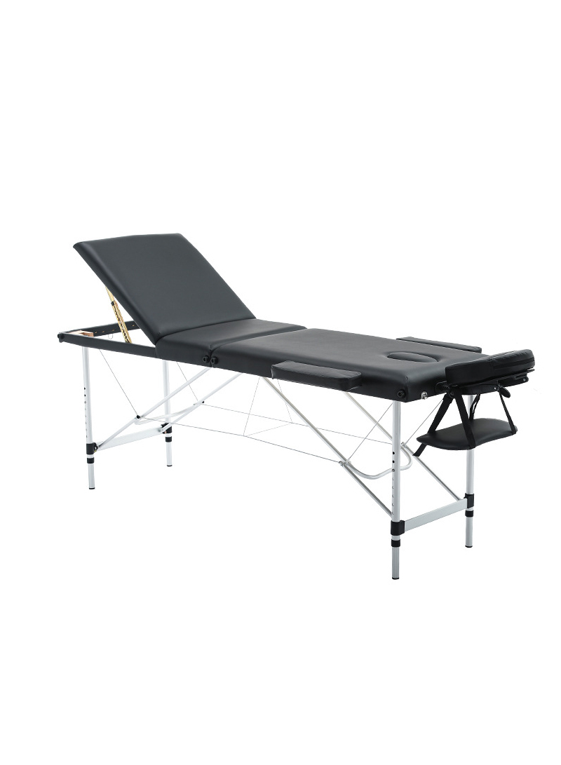 Massage Tables Portable Lash Bed for Eyelash Extensions Aluminium Tattoo Table Height Adjustable Spa Bed Lightweight with Non-Woven Bag, Black 186*60*82cm