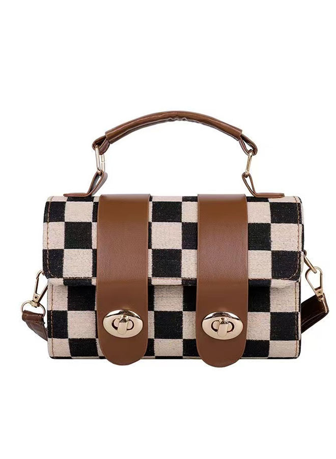 Casual Unique Flap PU Leather Boston Handbag Cross-body Shoulder Cylinder Bag for Women/Ladies/Girls Shopping Work Dating 18*13*7cm