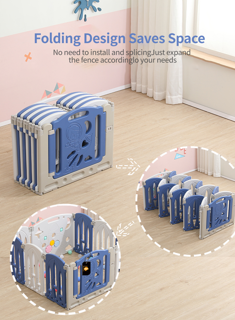 10 Panel Foldable Baby Playpen Safety Play Yard Portable Game Panel and Gate with Safety Lock For Toddlers Indoor Outdoor Use