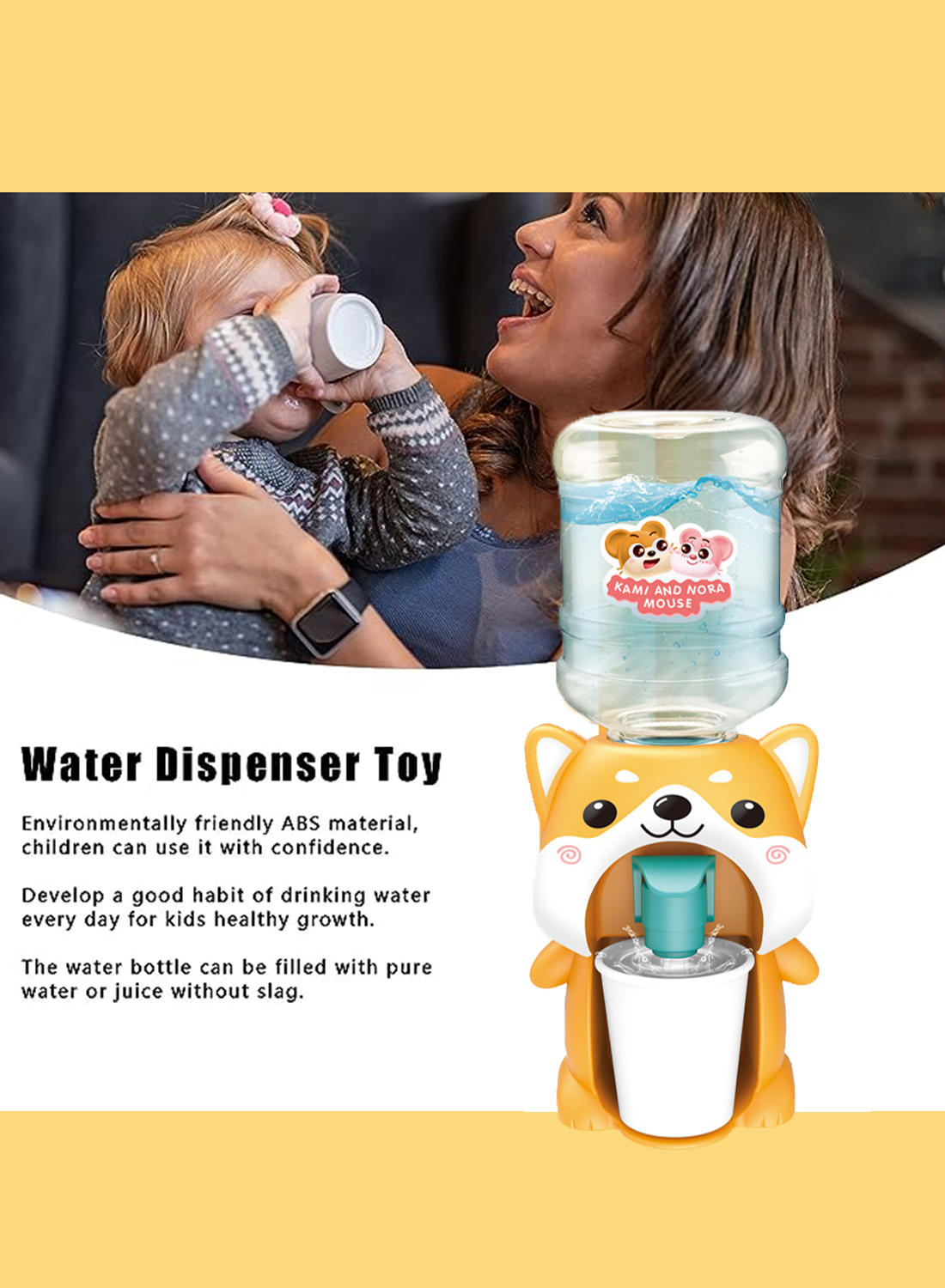 Children Pretend to Play Fun Water Dispenser Mini Water Dispenser for Kids Toy Drink Machine Water Dispenser Dollhouse Play Set Animal Drinking Fountain
