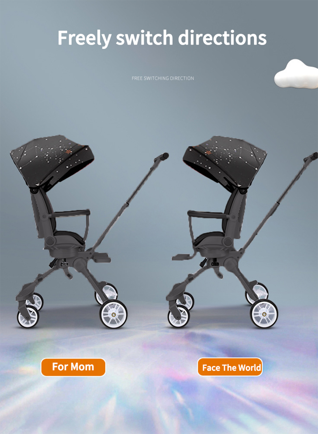 One-button Folding Can Sit And Lie Flat Two-way Stroller