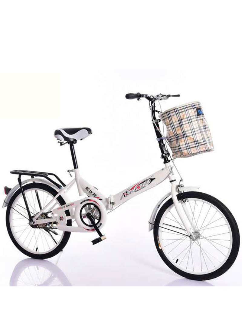 20 Inch Foldable Bike 20 Inch, Adult Portable City Bicycle, Carbon Steel Bicycle Folding Bicycle, Folding Bike for Men Women Students and Urban Commuters, White