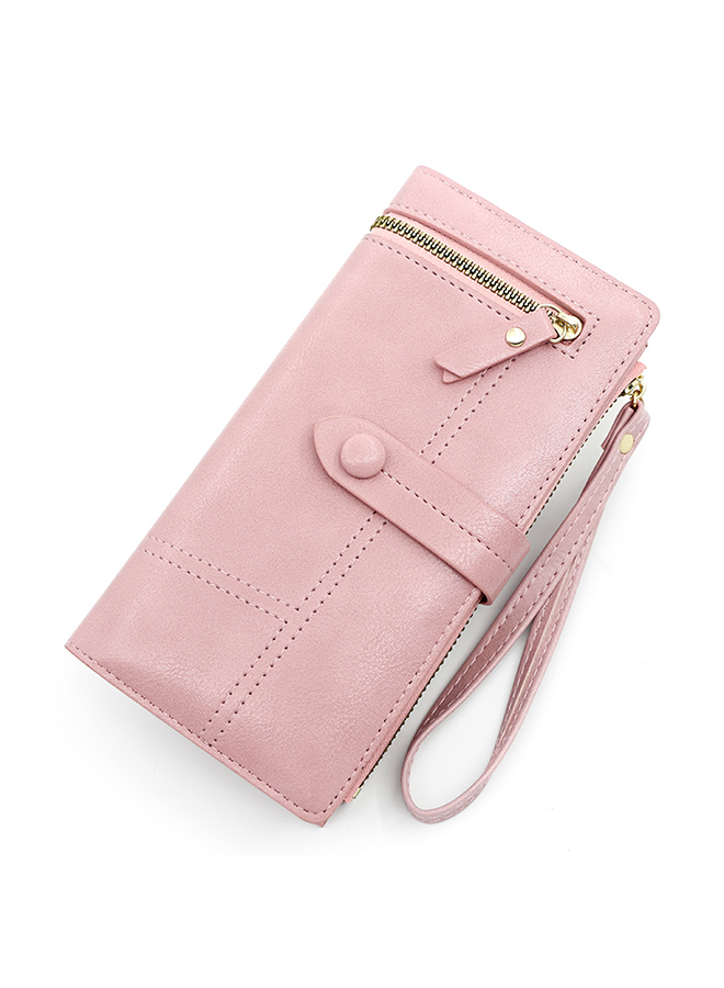 Fashion Hasp Ladies Soft PU Leather Clutch for Women Long Wallet Phone Zipper Bag Card Holder for Shopping Money Bag with Strap 19.5*10*2.5cm