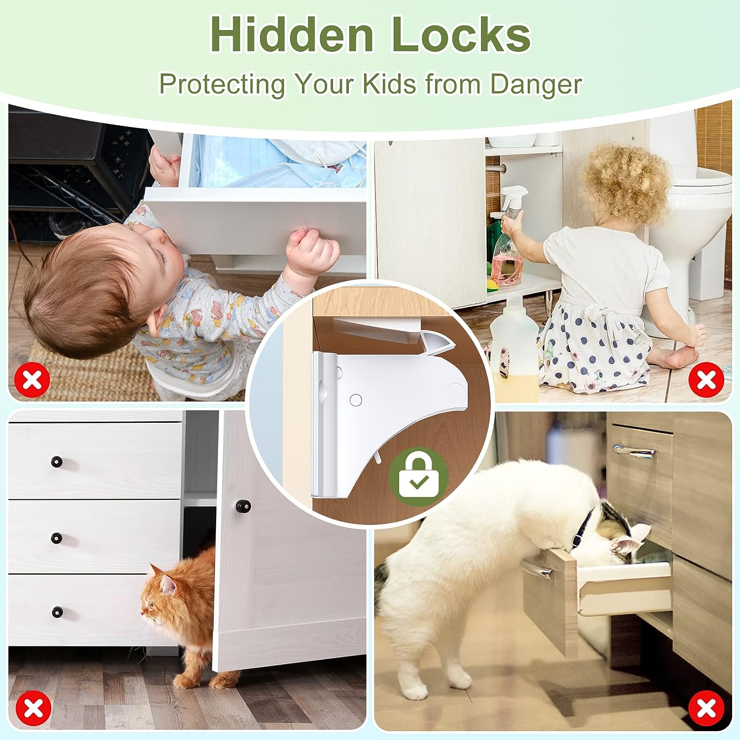 Punch-free Drawer Lock Child Safety Lock Magnetic Cabinet Door Lock Magnetic Lock Invisible Lock Baby Safety Lock Cabinet Lock