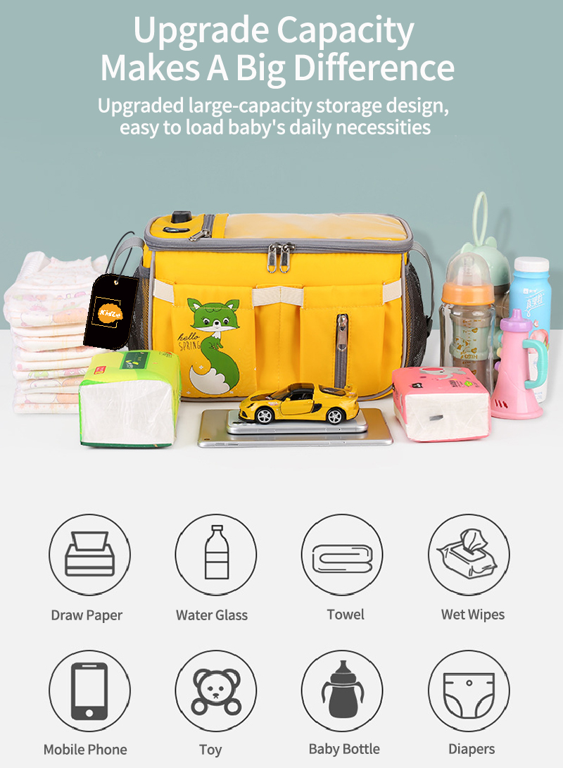 Baby Waterproof Bag Multifunctional Stroller Bag for Mom with USB Interface Portable Travel diaper Bag Organizer