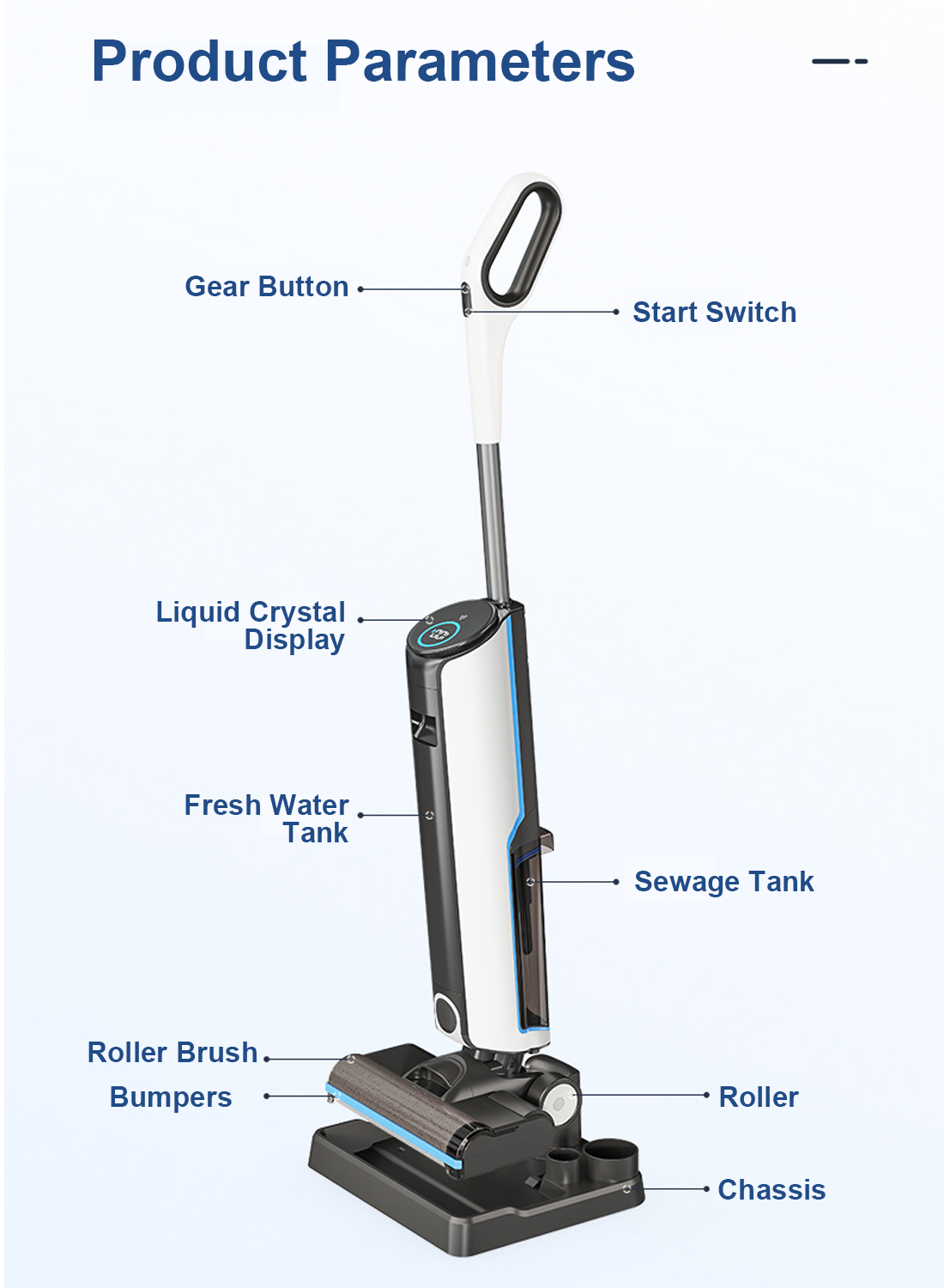 Intelligent Wireless Household Scrubber Suction Mopping Washing Wet and Dry All-in-One Machine Hand-Push Automatic Vacuum Cleaner Sweeper