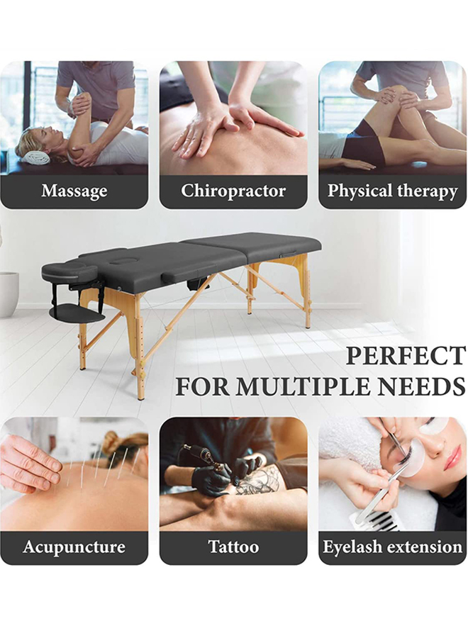 Premium Memory Foam Massage Table,Foldable &amp; Portable Massage Bed, Height Adjustable Spa Bed, Facial Cradle Salon Bed Wooden Legs &amp; Carry Case, 185*70cm Black
