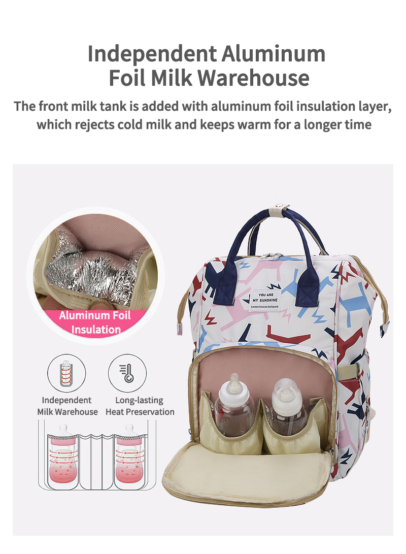 New Mummy Bag Portable Backpack Multifunctional Cosmetic Bag Printing Bag Large Capacity Mother And Baby Bag