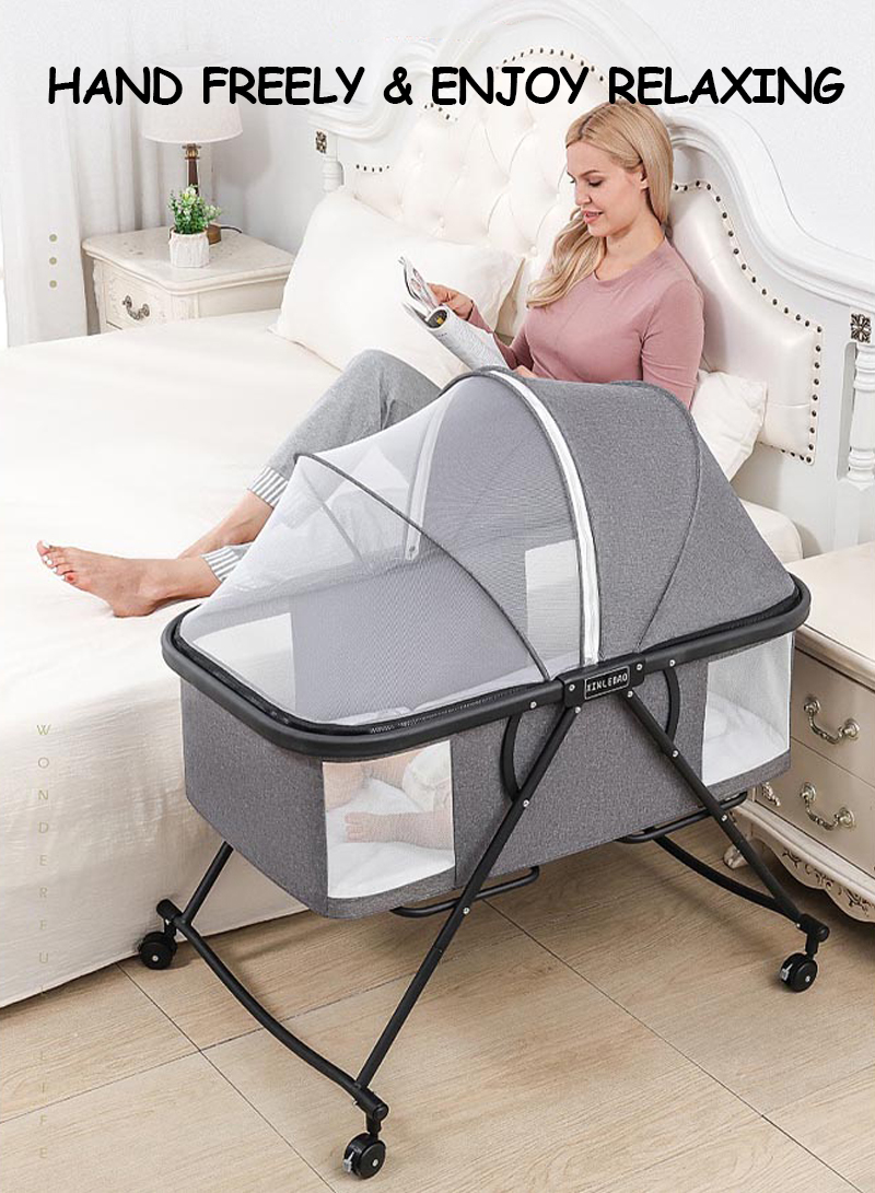 Baby Crib Portable Folding Cradle Bedside Bed Mobile Baby Bed Sleeping Basket Bb Bed Newborn Splicing Big Bed