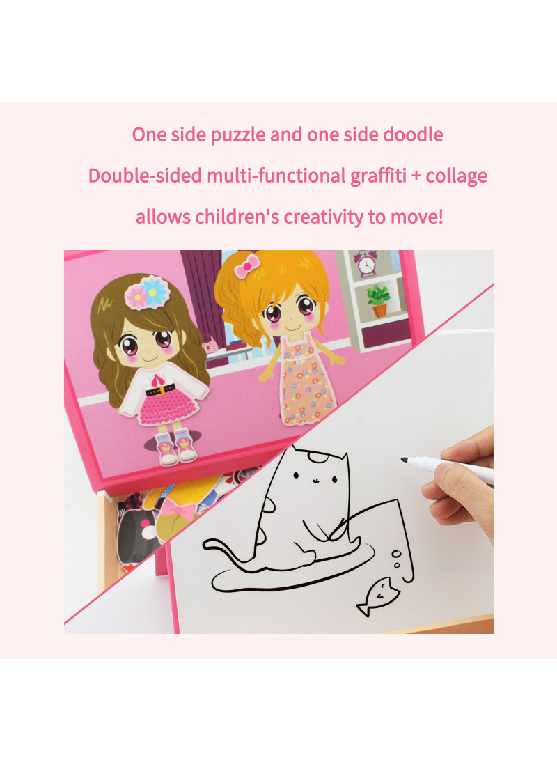 Dress Up Puzzle Magnetic Puzzle Dress Up Jigsaw Puzzle Games for Girls  Play Set with Storage Case Early Educational Toys (Beautiful Girl Dressup Theme)