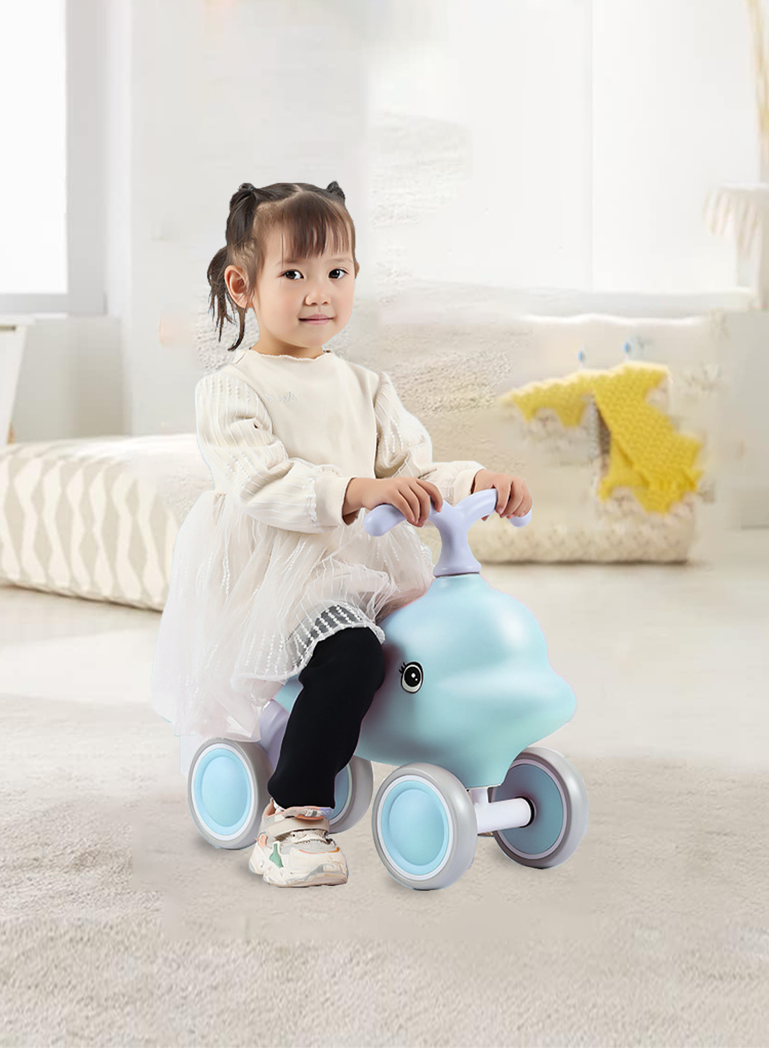 Kids Scooter with Anti-Tip Feature and 135° Steering, Enhances Balance and Coordination Skills for 1-3 Year Olds. Safe and Durable Four-Wheel Toy Vehicle with Soft Seat, Non-Slip Handles .