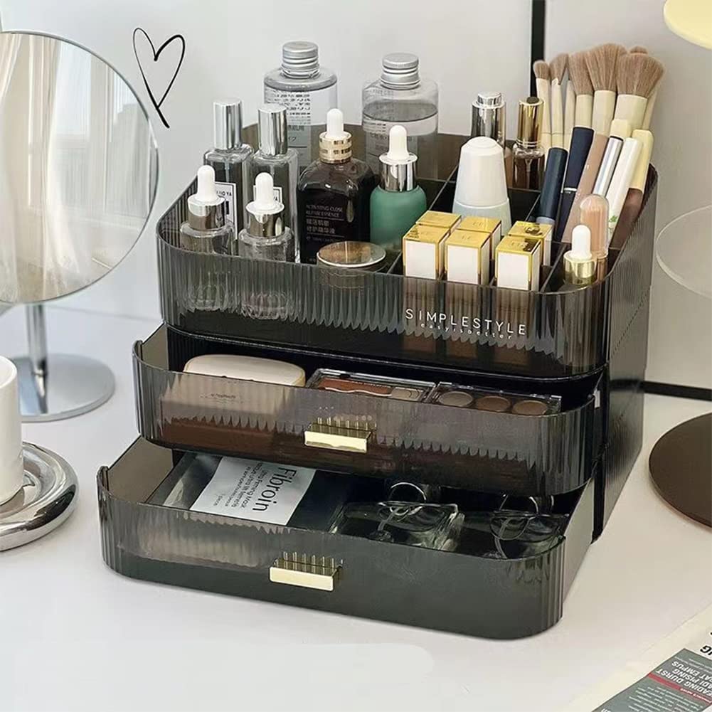 Makeup Organizer with Stackable Drawers, Bathroom Vanity Organizers and Storage, Ideal for Desk and Dresser Countertops, Great for Cosmetics , Skincare, Lipsticks