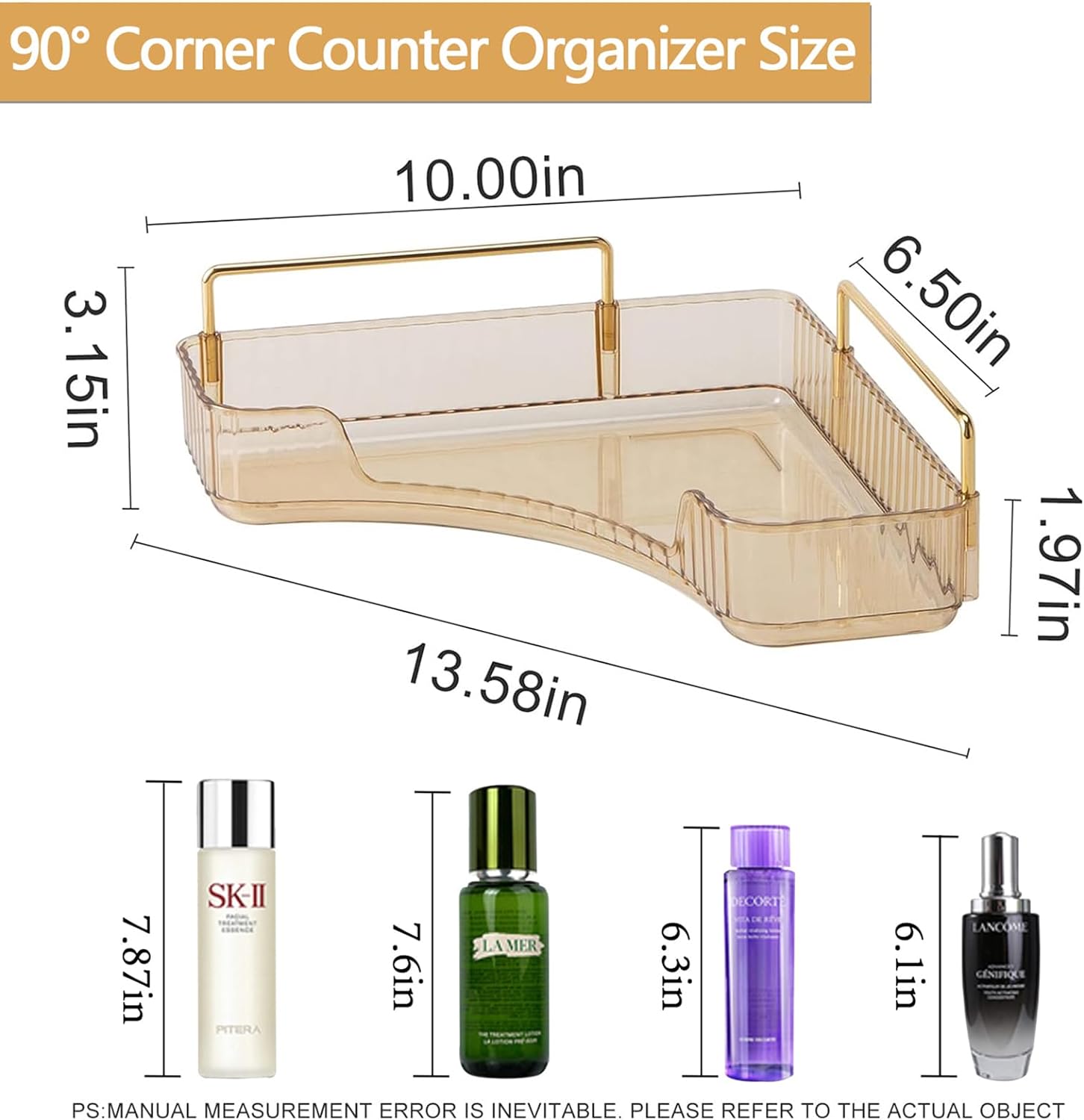 90° Corner Bathroom Counter Organizer,Vanity Trays for Skincare Makeup Storage Shelf，Perfume and Cosmetic Dresser Organizer,Countertop,Kitchen Spice Rack