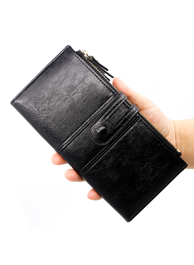 Classic Stone Texture PU Leather Ladies Clutch for Women Long Wallet Large Capacity Zipper Money Bag Card Holder for Shopping Commute 19.5*11*2.5cm