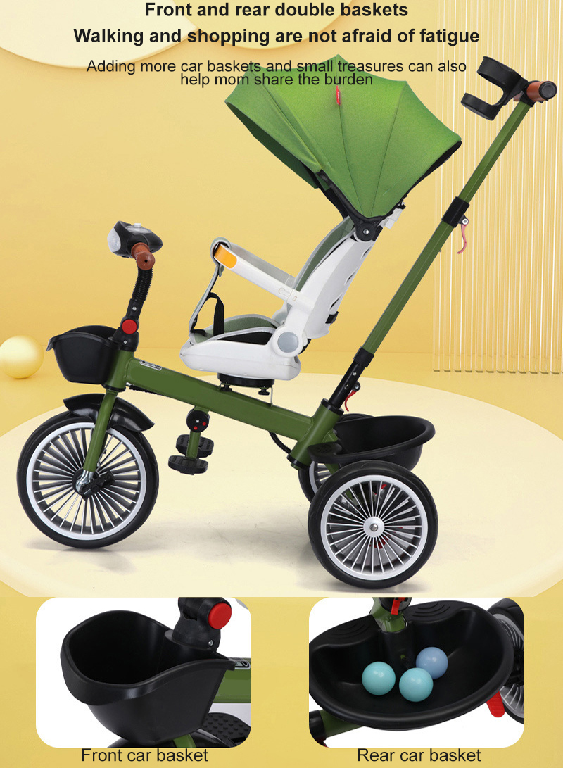 Multifunctional Children's Tricycle with Rotatable and Reclining Function