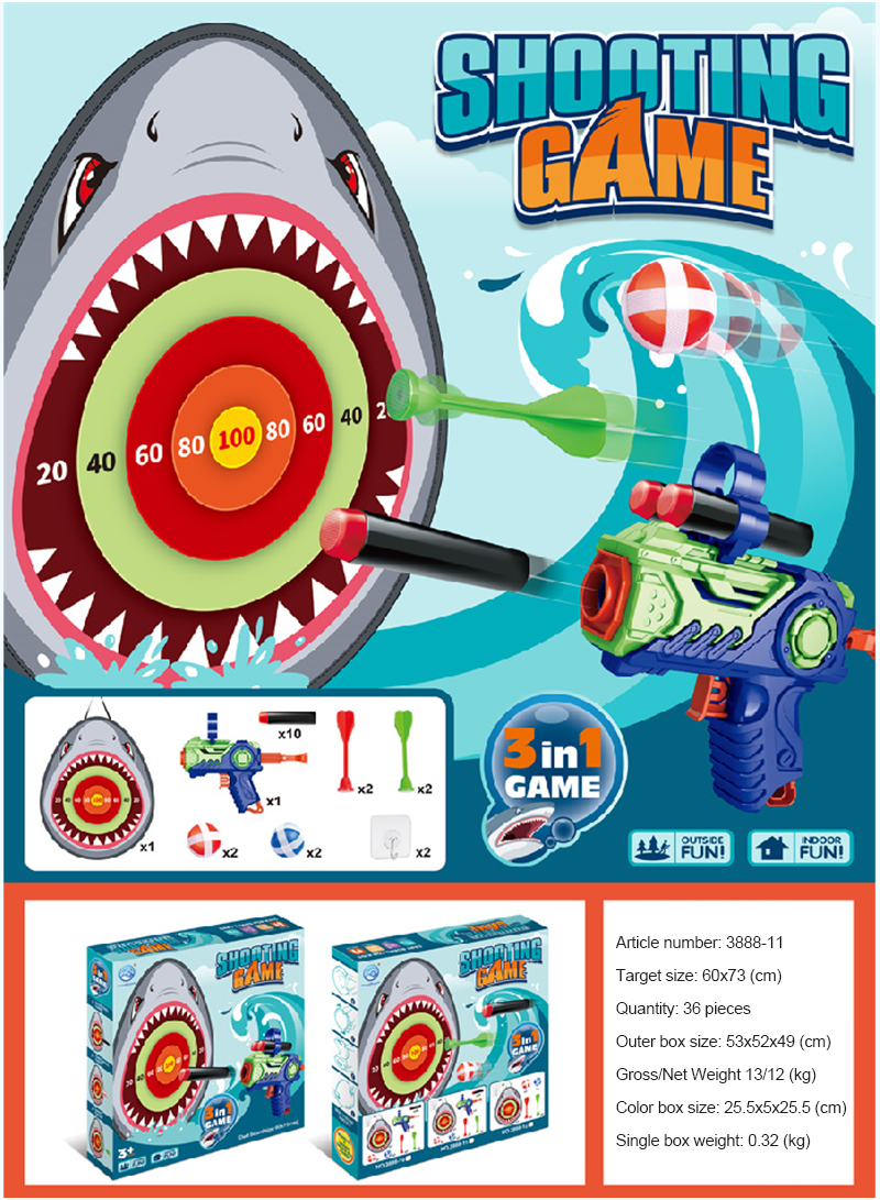 3-in-1 Shark Target Children's Game Shooting Toys