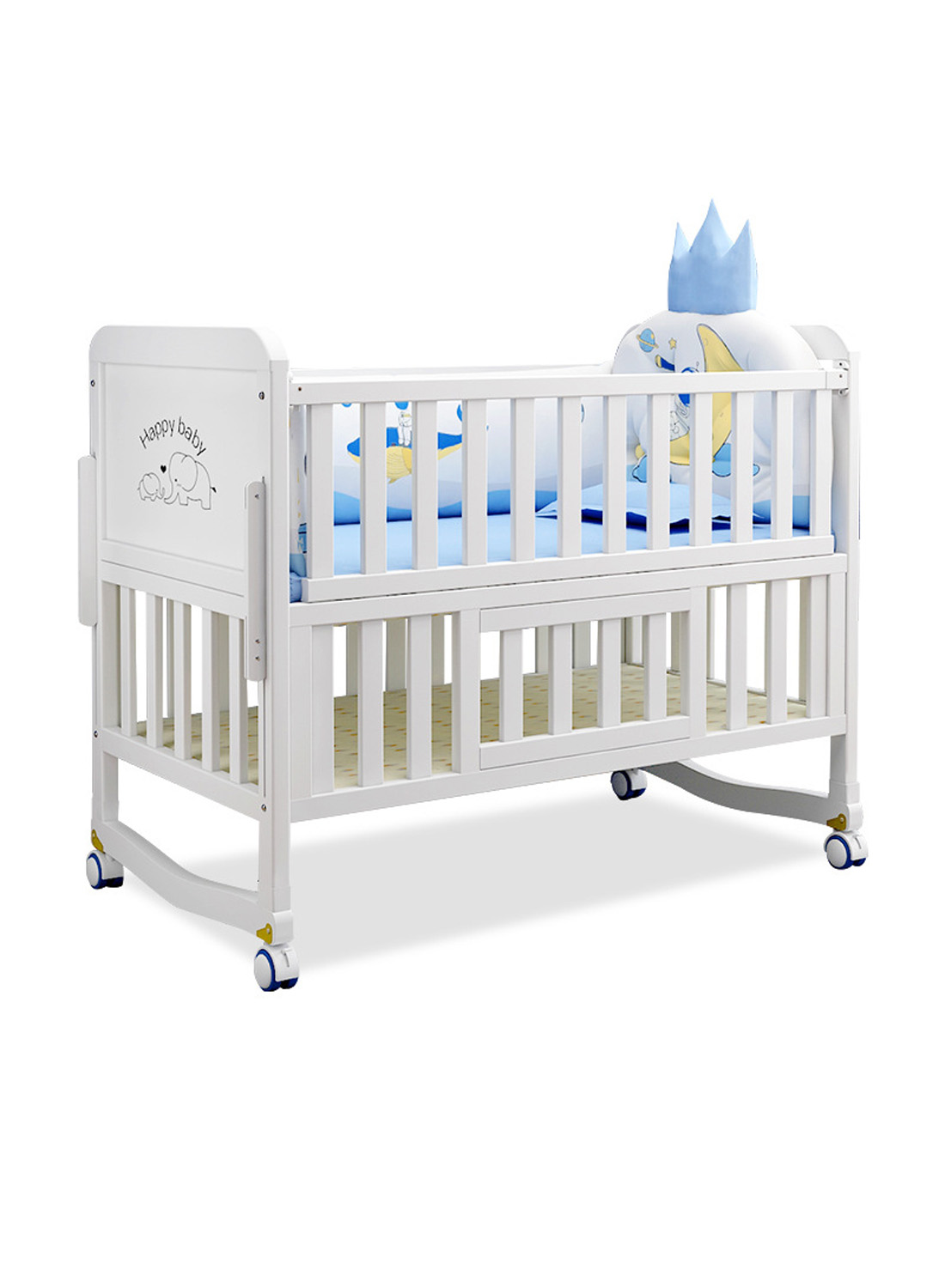 Baby Crib Solid Wood Environmentally Friendly European Multifunctional Splicing King-Size Bed Baby Bb Removable Newborn Children's Cradle Beds