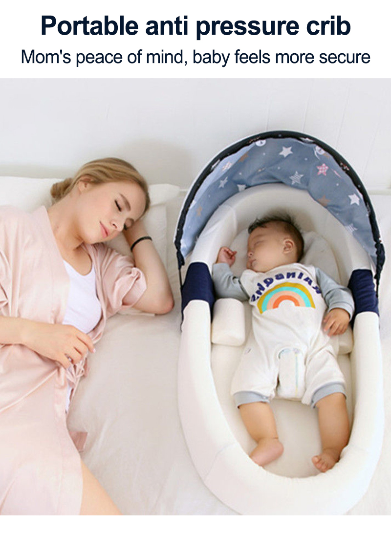 Portable Baby Bed with Tent (with Mosquito Net, Sunshade, and Mommy Bag)