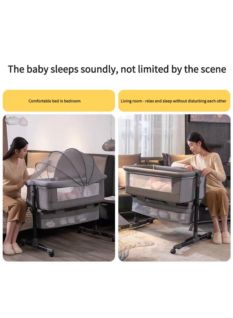 Crib Newborn Baby Foldable Bb Bed Multi Functional Mobile Small Bed Splicing Big Bed
